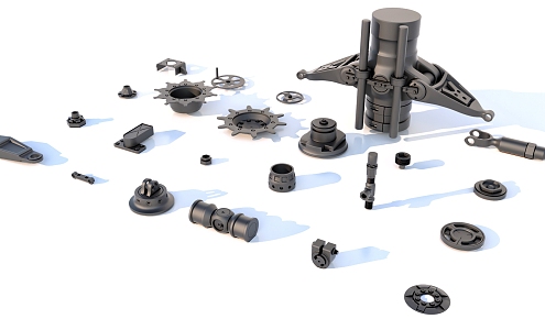 Hard surface mechanical parts combination of mechanical parts 3d model