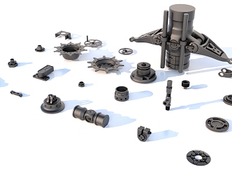 Hard surface mechanical parts combination of mechanical parts 3d model