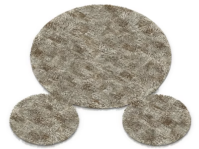 Plush Textured Light Brown Round Rugs with Large and Small Sizes 3d model