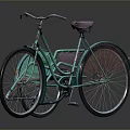 Vintage Green Bicycle With Classic Frame And Reflective Surface Design