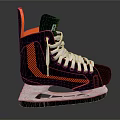 Black and Orange Hockey Skates With White Laces And Blade Sole Design