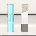 Modern Columns With Blue Striped Design Textured Surface And Dark Base Elements 3d model