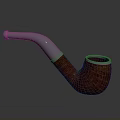 Classic Wooden Smoking Pipe With Silver Mouthpiece And Brown Textured Design