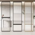 Modern Glass Room Dividers With Textured Panels And Black Gold Frames