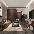 Modern Elegant Apartment Bedroom Featuring Open Design King Bed Desk Chair Wooden Floor And Bookshelf