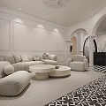 Classic Hallway Interior With Checkered Floor And Sofa