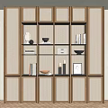 Contemporary Wooden Bookcase Interior With Lattice Doors Built in Lighting And Decorative Items