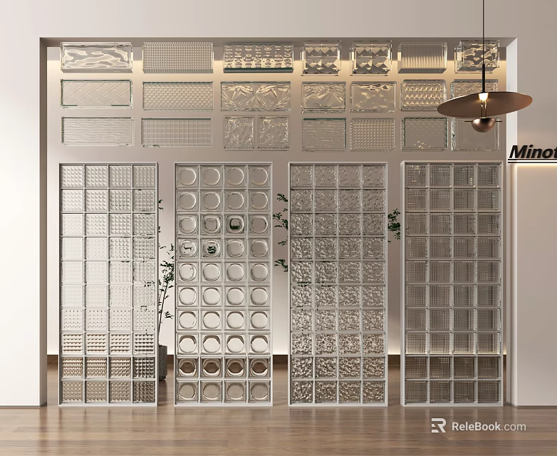 Modern Room Divider Design With Various Geometric Patterns Metal Frames And Glass Panels 3d model