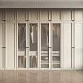 Modern Wooden Wardrobe With Glass Doors And Interior Storage Design