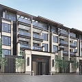 Modern Townhouse Exterior Design Featuring Multi Story Structure Large Glass Windows Balconies And Landscaped Porches