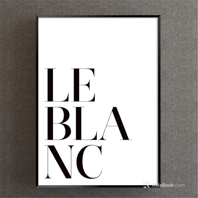 Minimalist Le Blanc Typography Design On White Background With Black Frame 3d model 