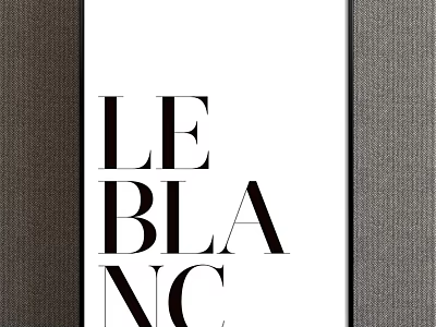 Minimalist Le Blanc Typography Design On White Background With Black Frame 3d model