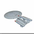 Disc Shaped Starship With Red Engines In Starry Space Background