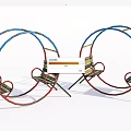 Colorful Outdoor Chair with Circular Frame Striped Seat and Metal Stand