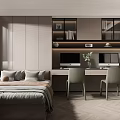 Modern Tatami Bedroom Interior Design With Tatami Bed Desk Chairs And Storage Cabinets
