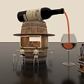 Photo Spot With Wine Barrel Structure Pouring Wine Bottle Glass And People At Bar Counter