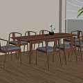 New Chinese Dining Table and Chair New Chinese Dining Table and Chair Combination Rectangular Dining Table 3d model