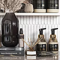 Stylish Bathroom Accessories With Bottles And Decorative Elements 3d model