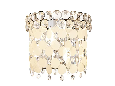 Elegant Modern Wall Lamp With Crystal Discs And Hanging Pendants 3d model
