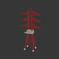 High Voltage Electric Power Transmission Tower With Metal Lattice Structure And Equipment