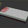 Comfortable Mattress With Patterned Surface On Wooden Bed Frame And White Pillow