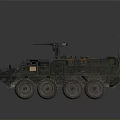 Armored Military Vehicle With 6x6 Wheels Roof Mounted Weapon And Communication Antennas