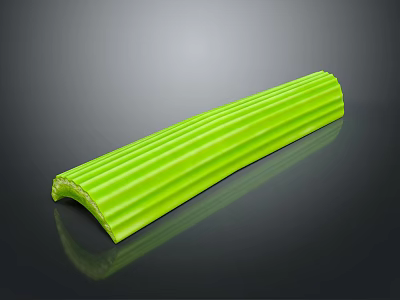 Fresh Green Striped Celery Stalk on Black Background with Reflective Surface 3d model
