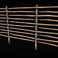 Rustic Wooden Fence Design With Horizontal Slats And Vertical Support Posts 3d model