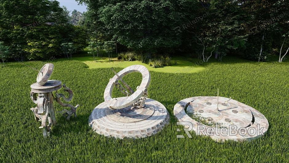 Chinese style landscape sketch sundial Sinan compass sculpture courtyard landscape model