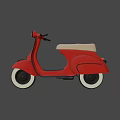 Game Movie Character Riding Red Scooter With Beige Seat Black Handlebar White Tires