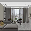 Modern Dining Room Interior Design With Marble Table Upholstered Chairs And Green Plants