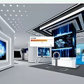 Hi Tech Modern Exhibition Hall With Digital Displays Large Screens And Modern Lighting