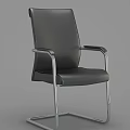 Sleek Black Leather Office Chair With Chrome Frame And Armrests For Workplace Use