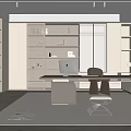 Study No Main Lamp Study Bookcase Combination Desk Combination Jewelry Ornaments 3d model