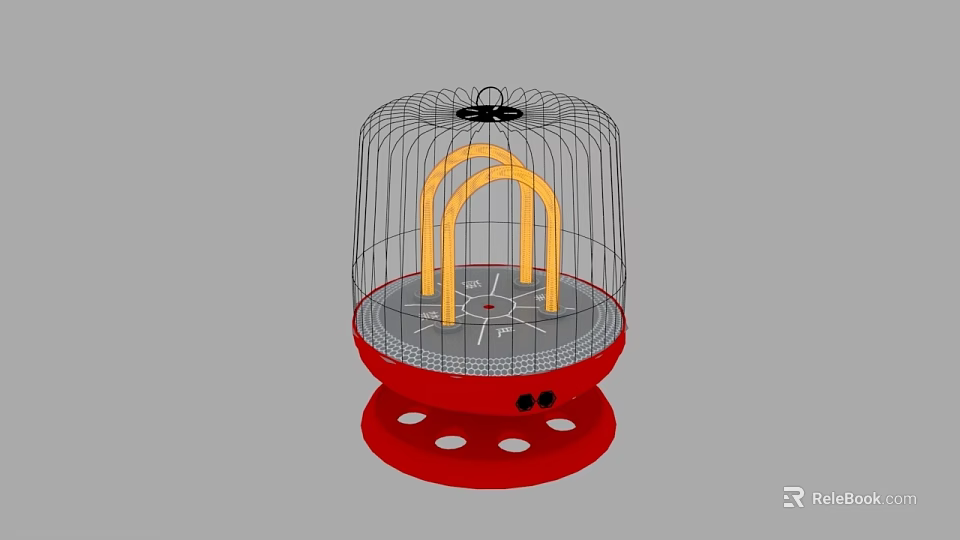 Birdcage Shaped Playground Play Equipment With Red Base And Yellow Arches 3d model 