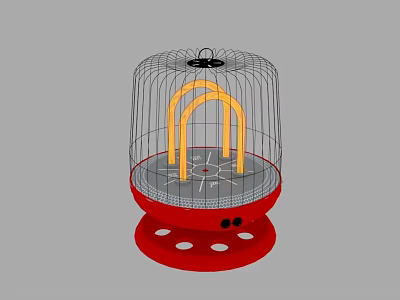 Birdcage Shaped Playground Play Equipment With Red Base And Yellow Arches 3d model