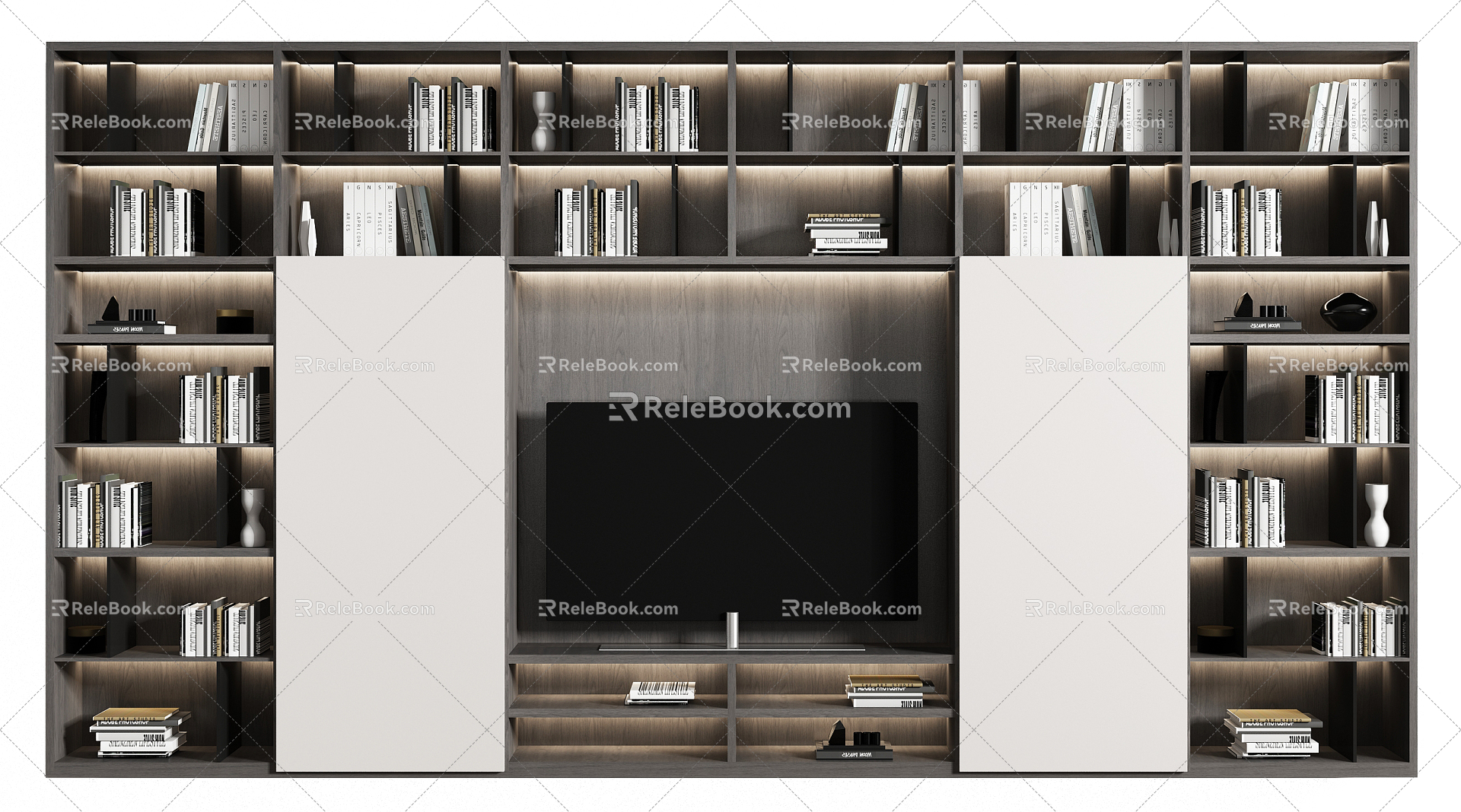 Modern TV Background Cabinet TV Bookcase 3d model