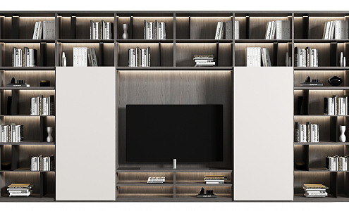 Modern TV Background Cabinet TV Bookcase 3d model