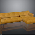 Modern Orange L Shaped Upholstered Sofa With Metal Legs And Comfortable Design