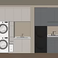 Modern Laundry Room Design With Stacked Washing Machines Cabinets Sink And Storage