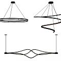 Modern Contemporary Chandelier with Curved LED Light Lines and Sleek Design for Home Interior
