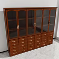 Modern Wooden Filing Cabinet With Glass Doors Multiple Drawers And Metal Handles For Storage