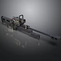 3D Rendered Heavy Machine Gun Design with Long Barrel Scope Black Metal Body and Stable Mount