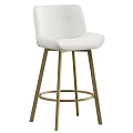 White Upholstered Bar Stool With Golden Metal Frame And Footrest