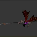 Female Warrior In Ornate Armor Wielding Spear With Purple Hair Red Cape Gold Stars