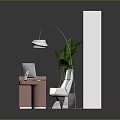 Modern Pink Reception Desk With White Partition Black Floral Pattern Green Plant Desk Lamp Computer
