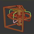 Golden Industrial Equipment with Mechanical Gears and Frame Structure Design