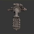 Artisan Crafted Metal Sculpture with Intricate Decorative Carvings and Ornate Details