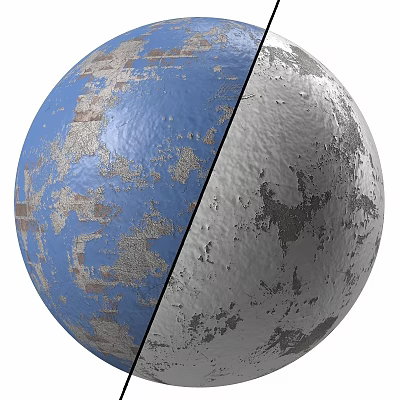 Vintage component dangsho rock stone wall cement 3d model