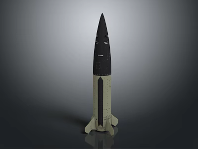 Military Missile Weapon With Conical Warhead Cylindrical Body And Stabilizer Fins 3d model